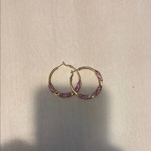 Chic Gold and Pink Hoop Earrings